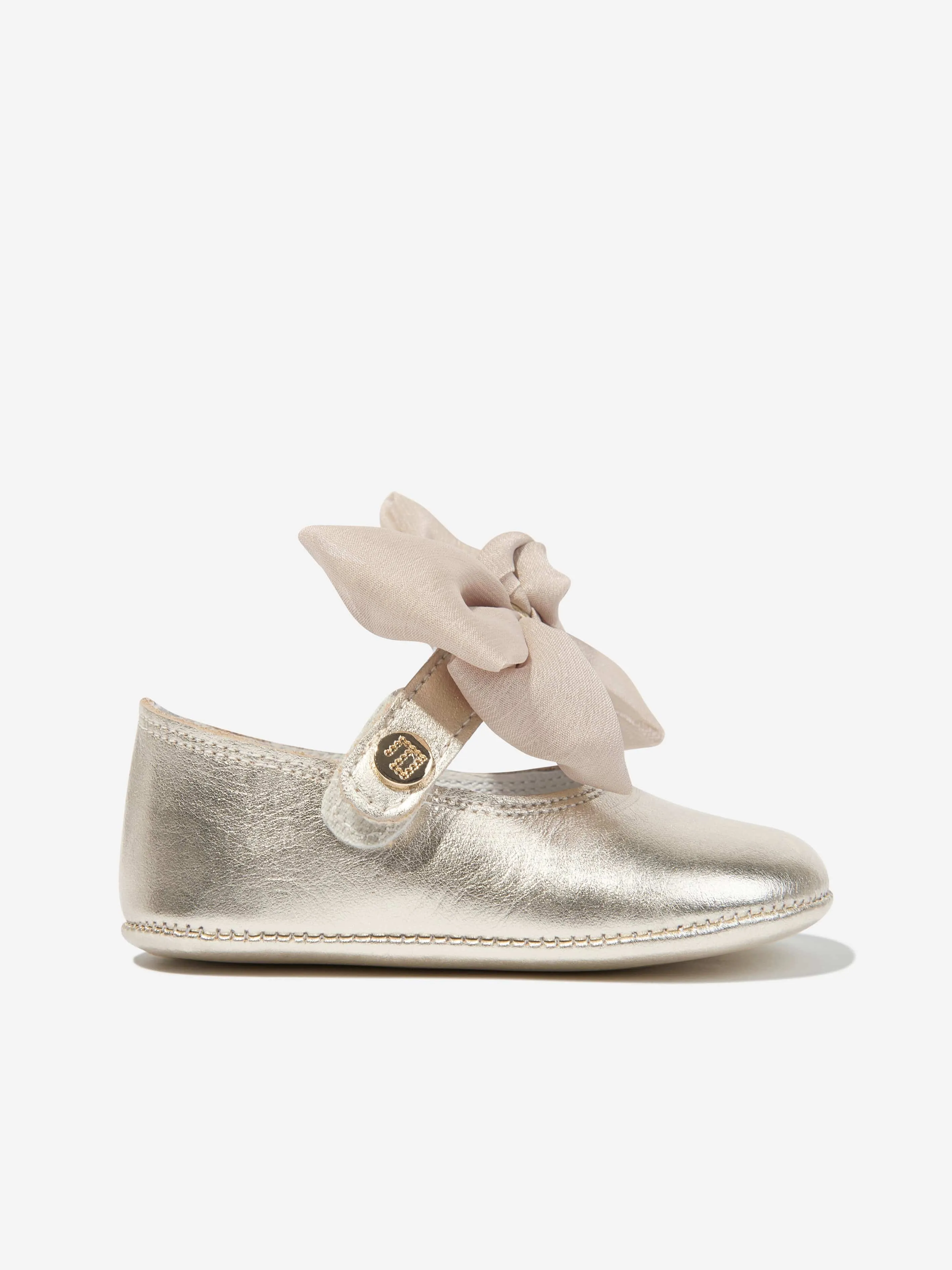 Daily Casual Shoes Andanines Baby Girls Leather Bow Shoes in Gold