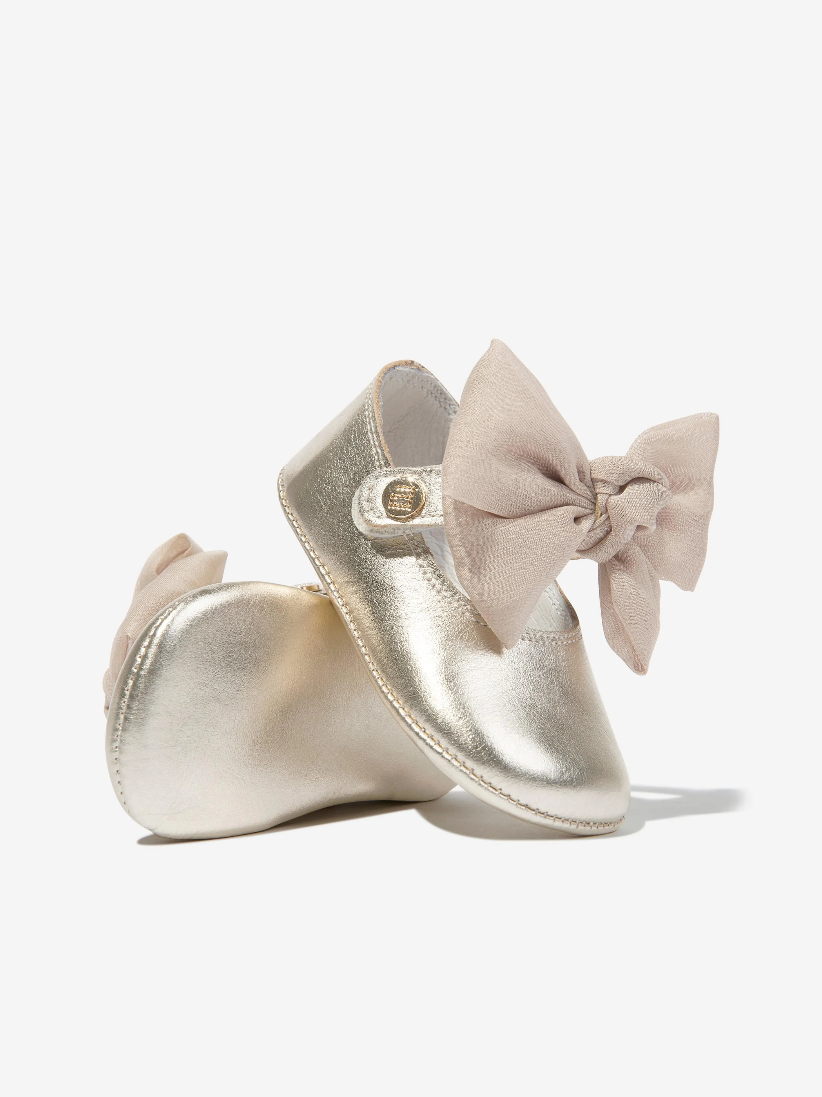 Inexpensive Casual Shoes Andanines Baby Girls Leather Bow Shoes in Gold