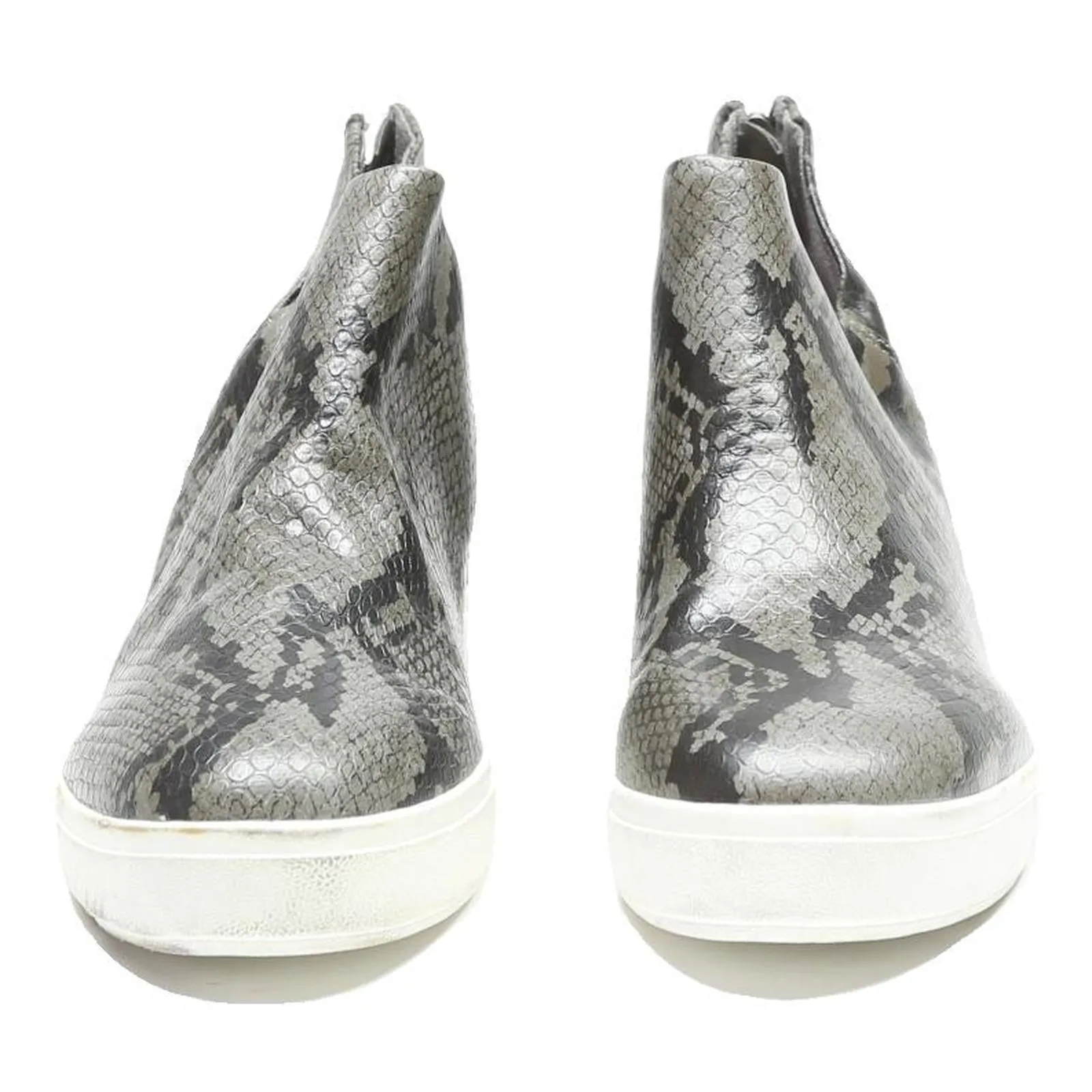 DR SCOLLS Womens Leather Ankle Boots Grey Snake Print UK 4 Comfortable Zip-Up Ice Spike Boots