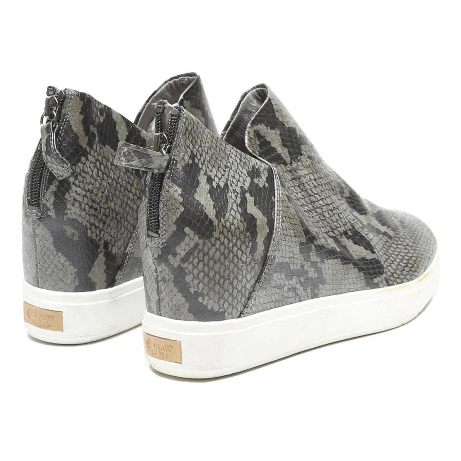 Teva Hiking Boots DR SCOLLS Womens Leather Ankle Boots Grey Snake Print UK 4 Comfortable Zip-Up