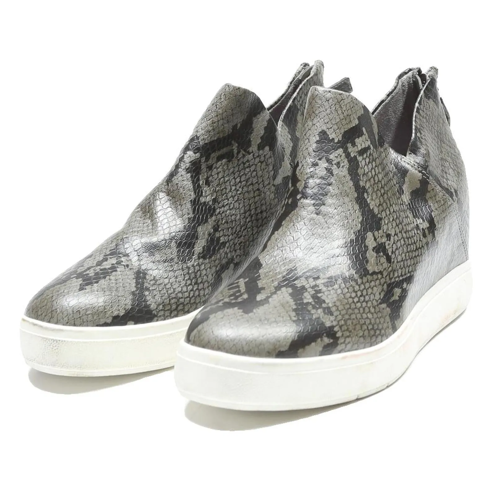 DR SCOLLS Womens Leather Ankle Boots Grey Snake Print UK 4 Comfortable Zip-Up Victorian Lace Up Boots