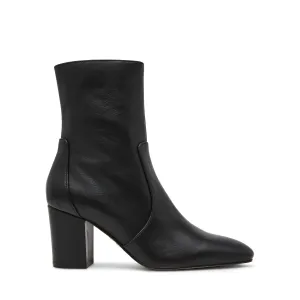 Crossbar Bootie BLACK LEAT Short Heel Boots
