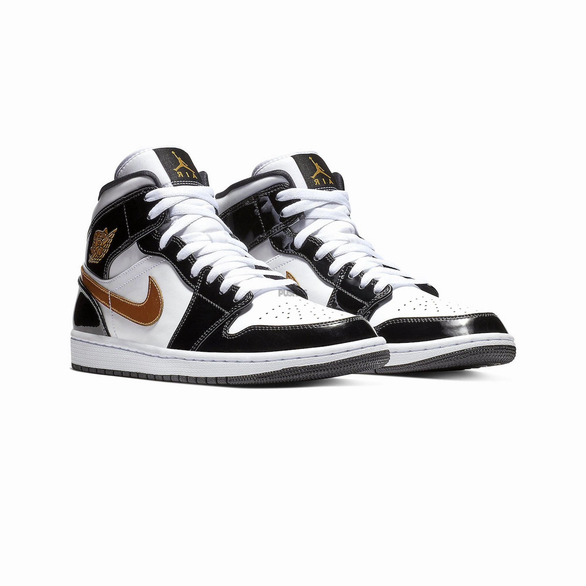 James Harden Casual Shoes Air Jordan 1 Mid 'Patent Black White Gold' (2019)