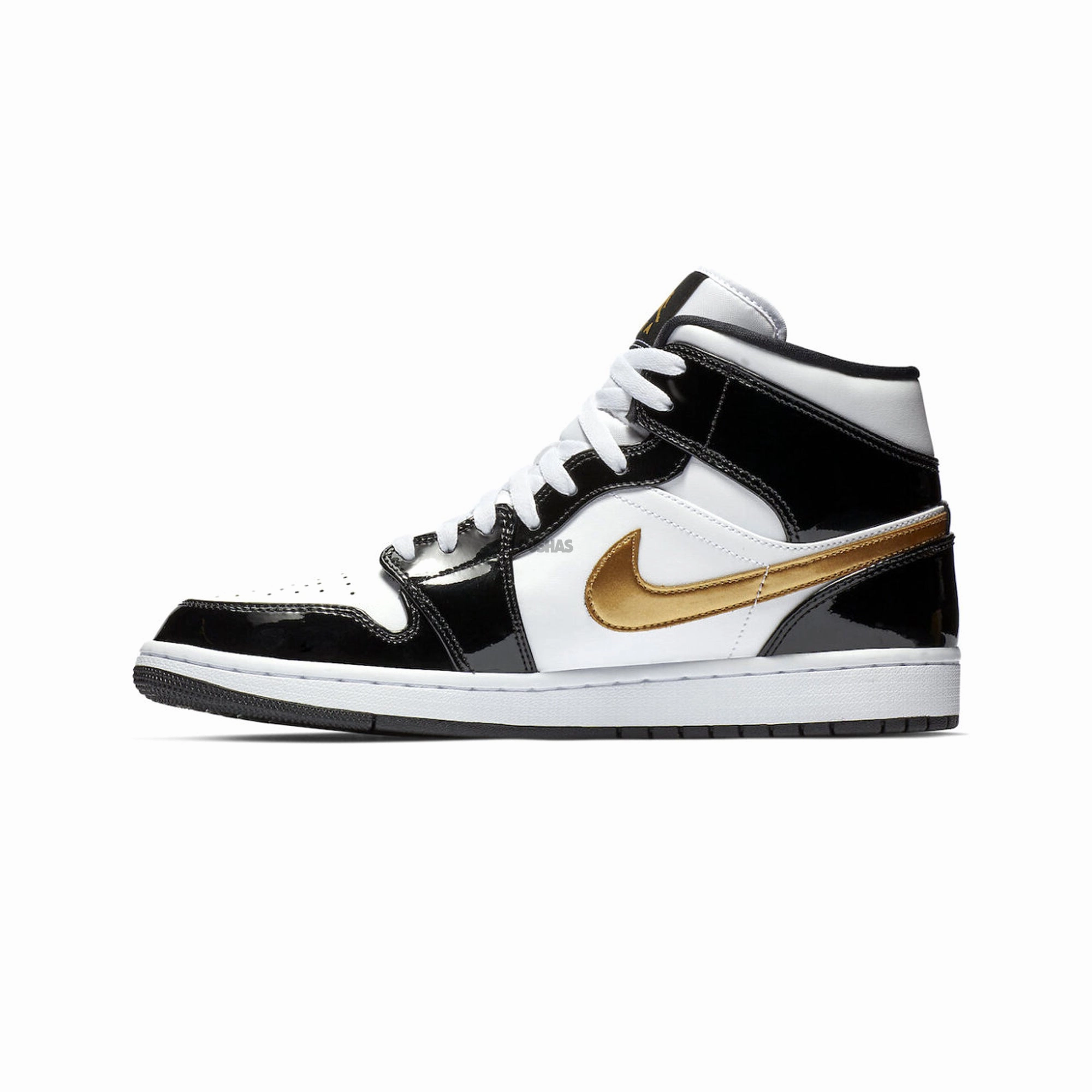 Casual Shoe Laces Air Jordan 1 Mid 'Patent Black White Gold' (2019)
