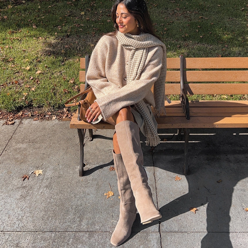 FYNN BOOTS TRUFFLE SUEDE Over The Knee Suede Boots