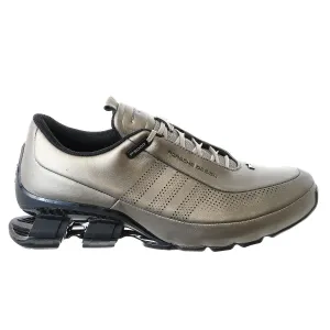 Porsche Design M Bounce S4 Leather II Fashion Running Sneaker Shoe - Gun Metal / Gun Metal / Black - Mens Business Casual Leather Shoes