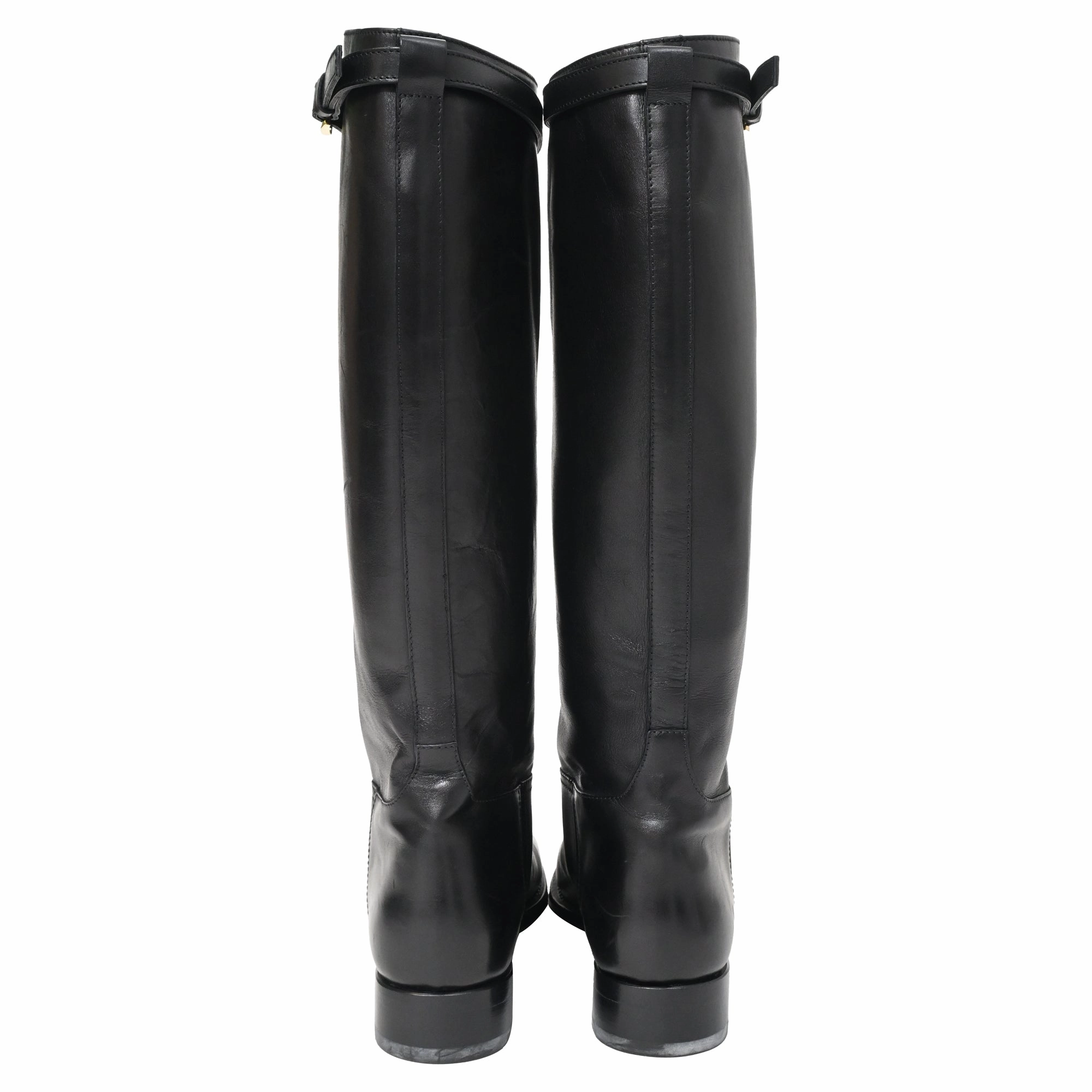 Boots Python Prada Knee-High Riding Boots in Black Calfskin Leather