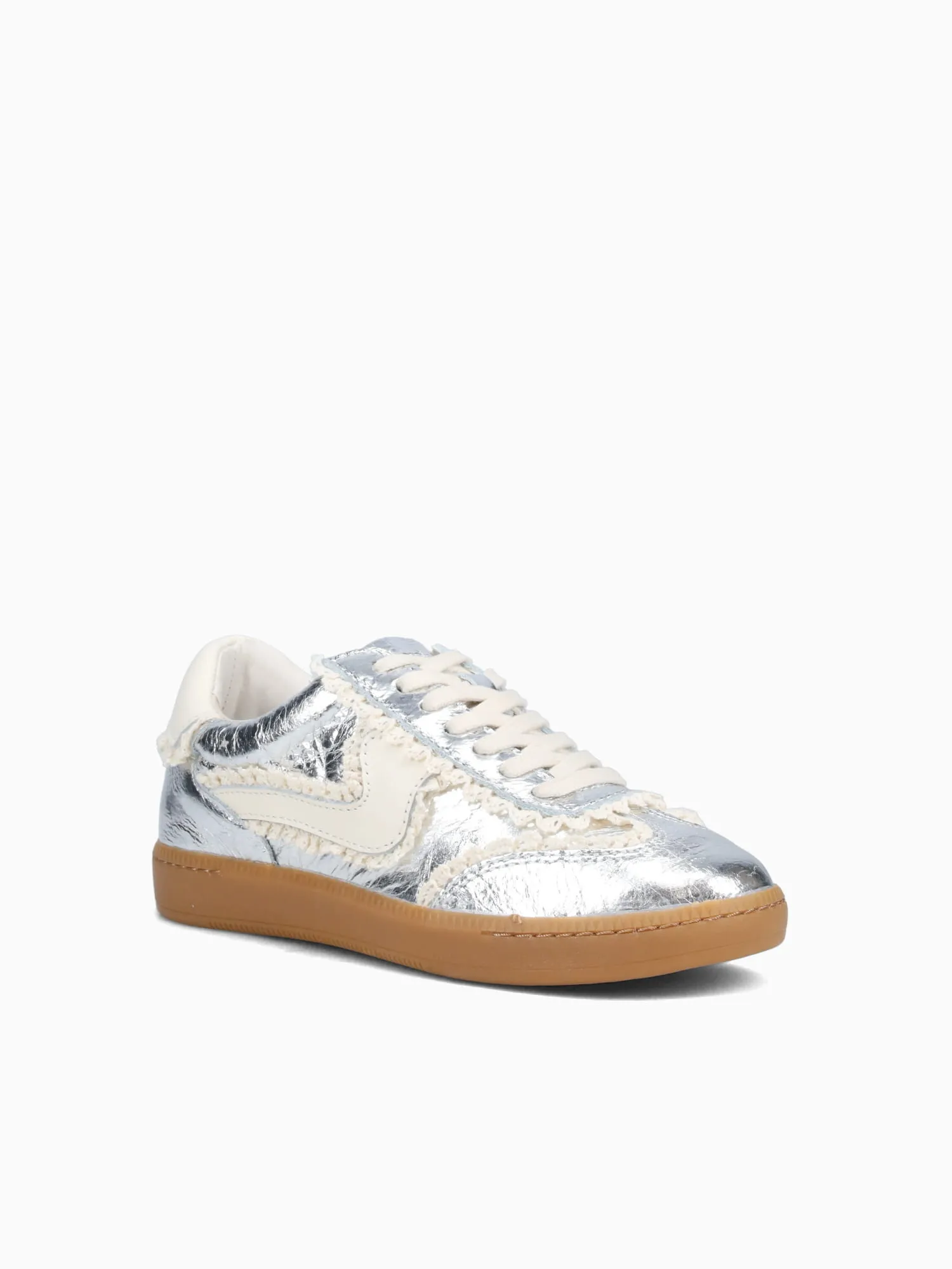 Nature 5 Lo Leather Casual Shoes Notice Lace Silver Distressed Leather