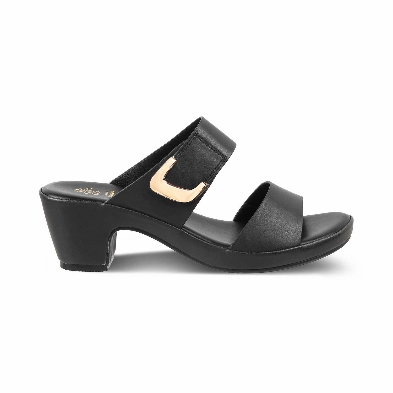 The Bonavista Black Women's Casual Block Heel Sandals Tresmode 70s Sandals