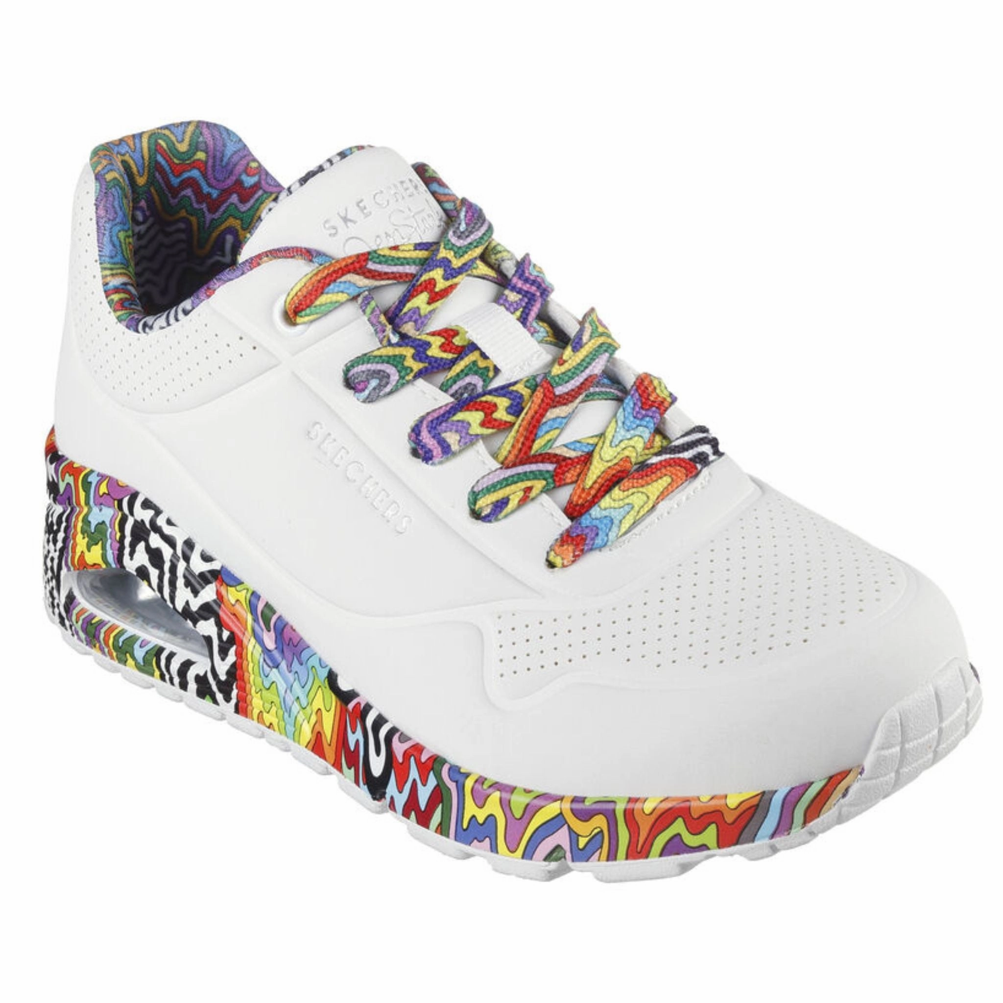 Shoes With Casual Dress Skechers Women's 177959 Jen Stark Mini Drip White Multi Casual Shoes