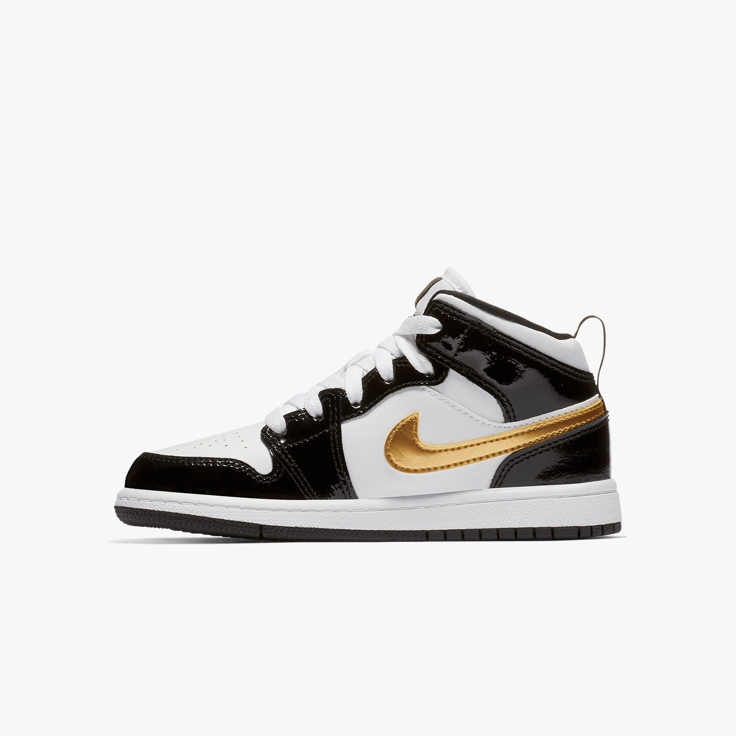 Kid's Air Jordan 1 Mid SE "Black Gold" Pre School Reebok Basketball Sneakers