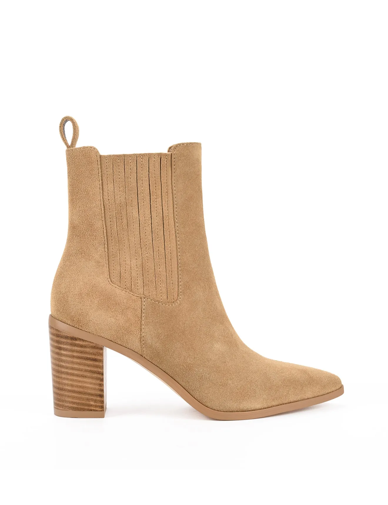 Leather Long Boots Clancy Gusset Ankle Boot - Taupe Suede
