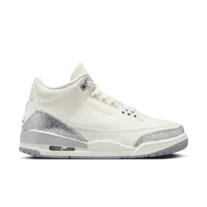 Women's Air Jordan 3 Retro 'Sail/Metallic Silver' White Basketball Sneakers