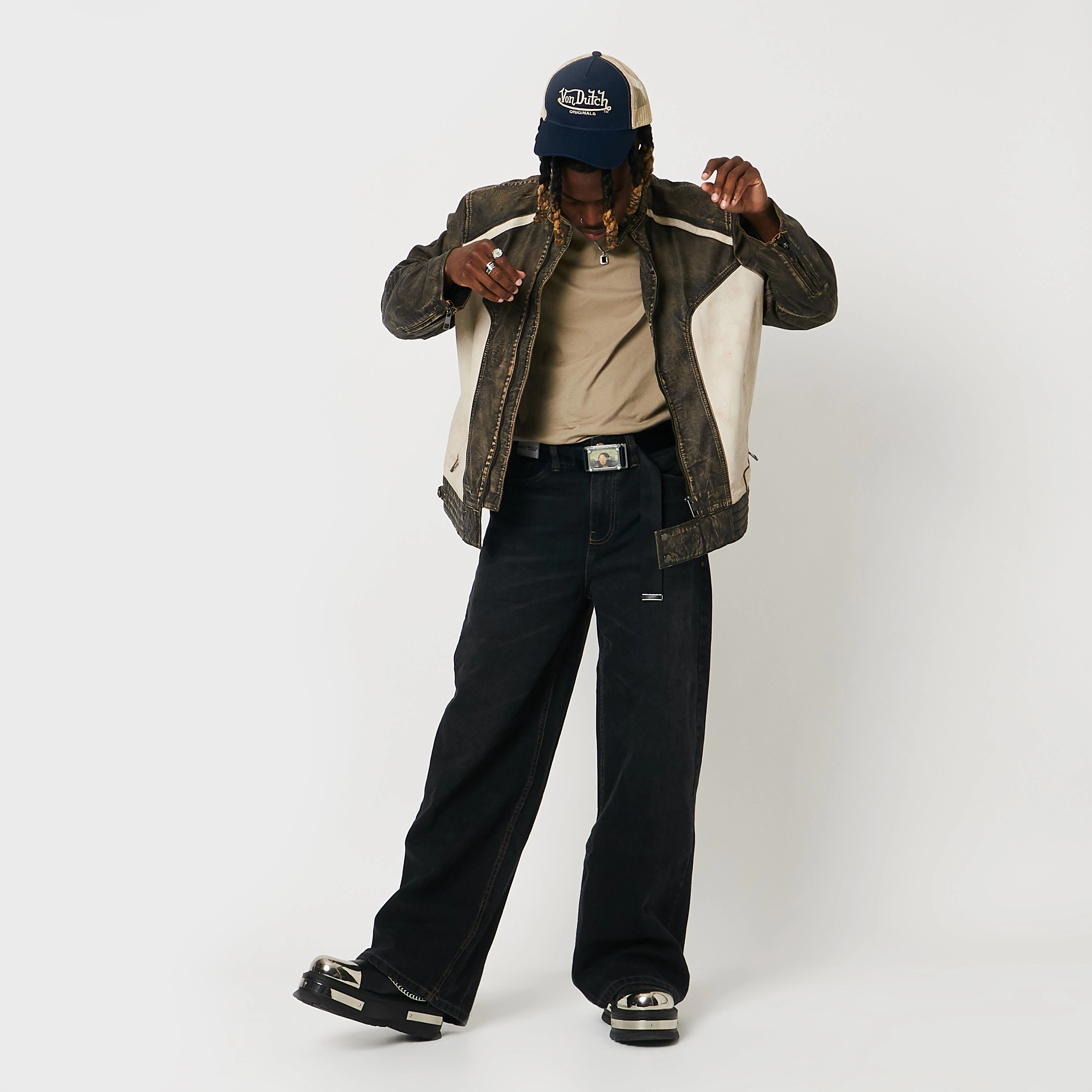 Borin Men's Hardware Platform Boots Over The Knee Platform Boots