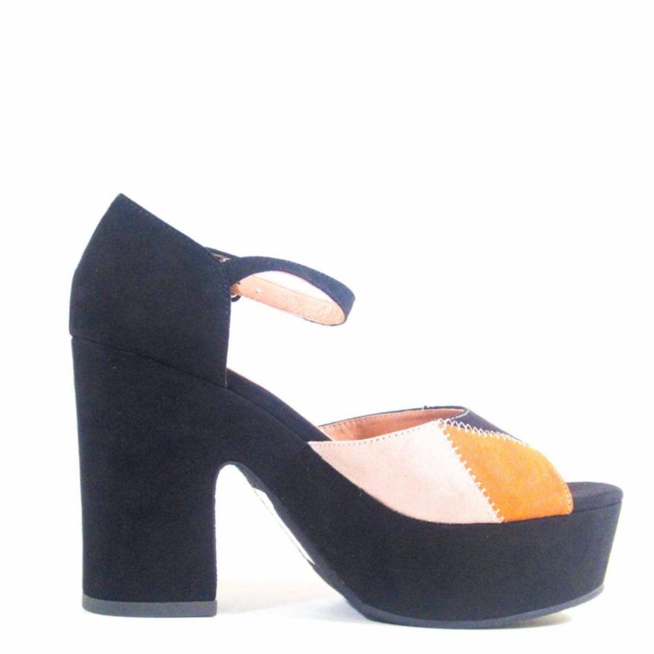 Quilted Patchwork Platform Heels Heeled Sandals