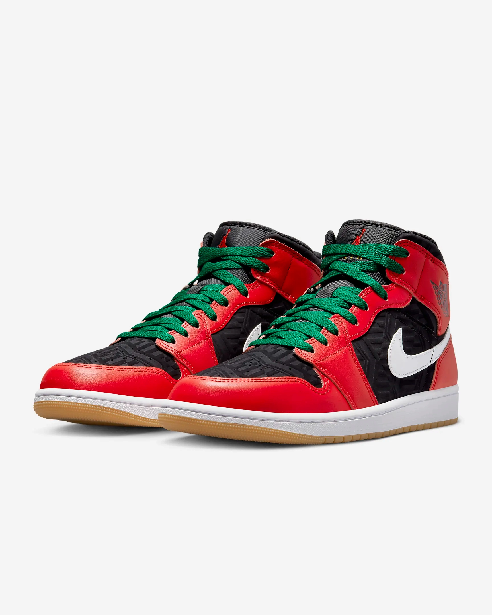 Nike Men's Air Jordan 1 Mid SE Shoes - Black / White / Malachite / Fire Red Jeremy Lin Sneakers