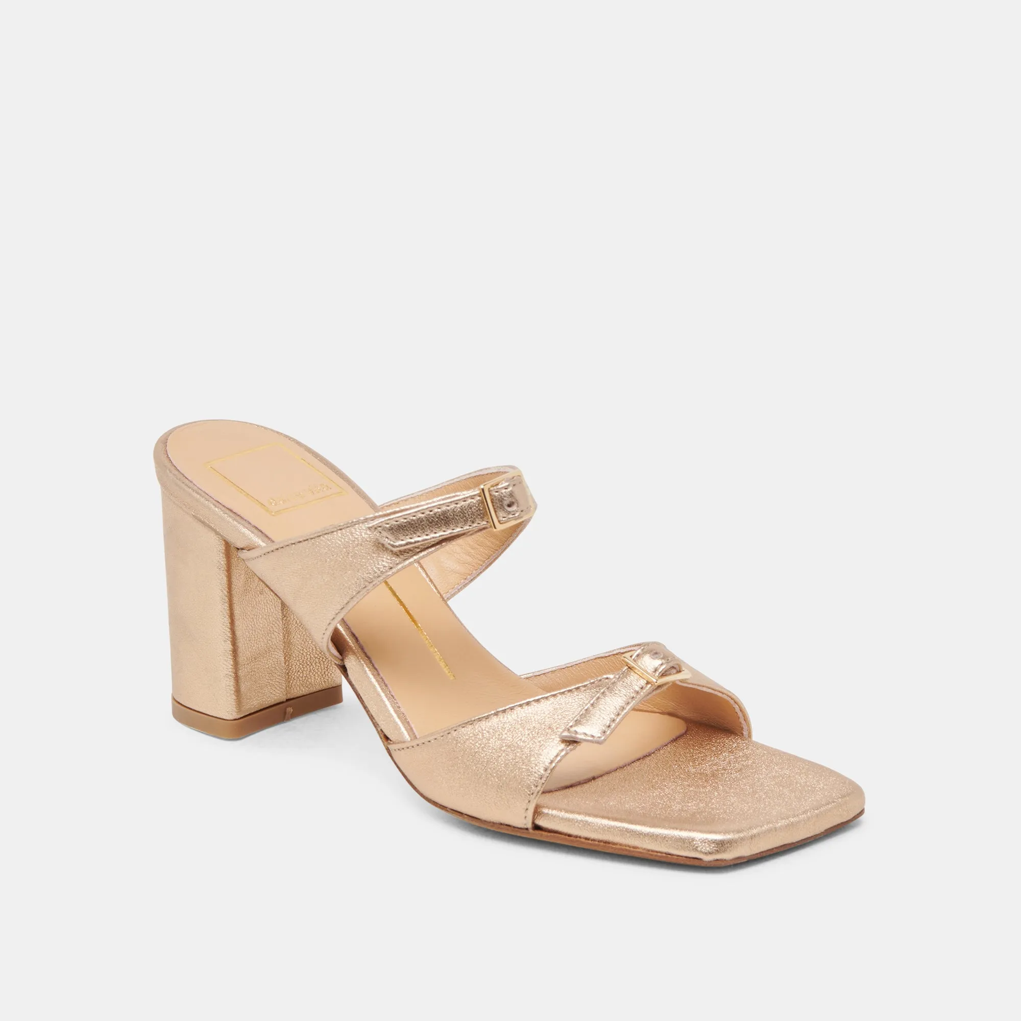 SHANE HEELS GOLD METALLIC LEATHER Glass High Heels