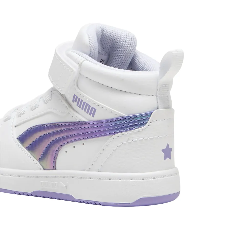Puma scarpa sneakers alta da bambina Rebound V6 Mid Bouncy 398727-01 bianco-lavanda Es Sneakers Skateboarding