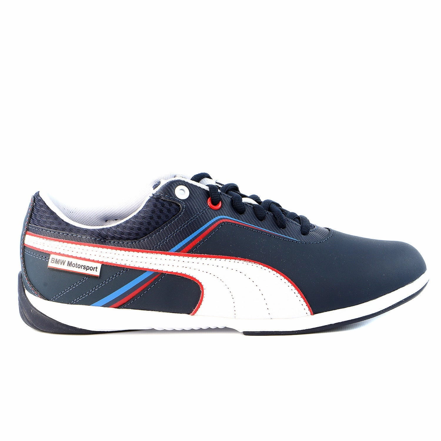 Casual Dockers Shoes Puma BMW MS Ignite Leather Fashion Sneaker Motorsport Shoe - White/BMW Team Blue - Mens