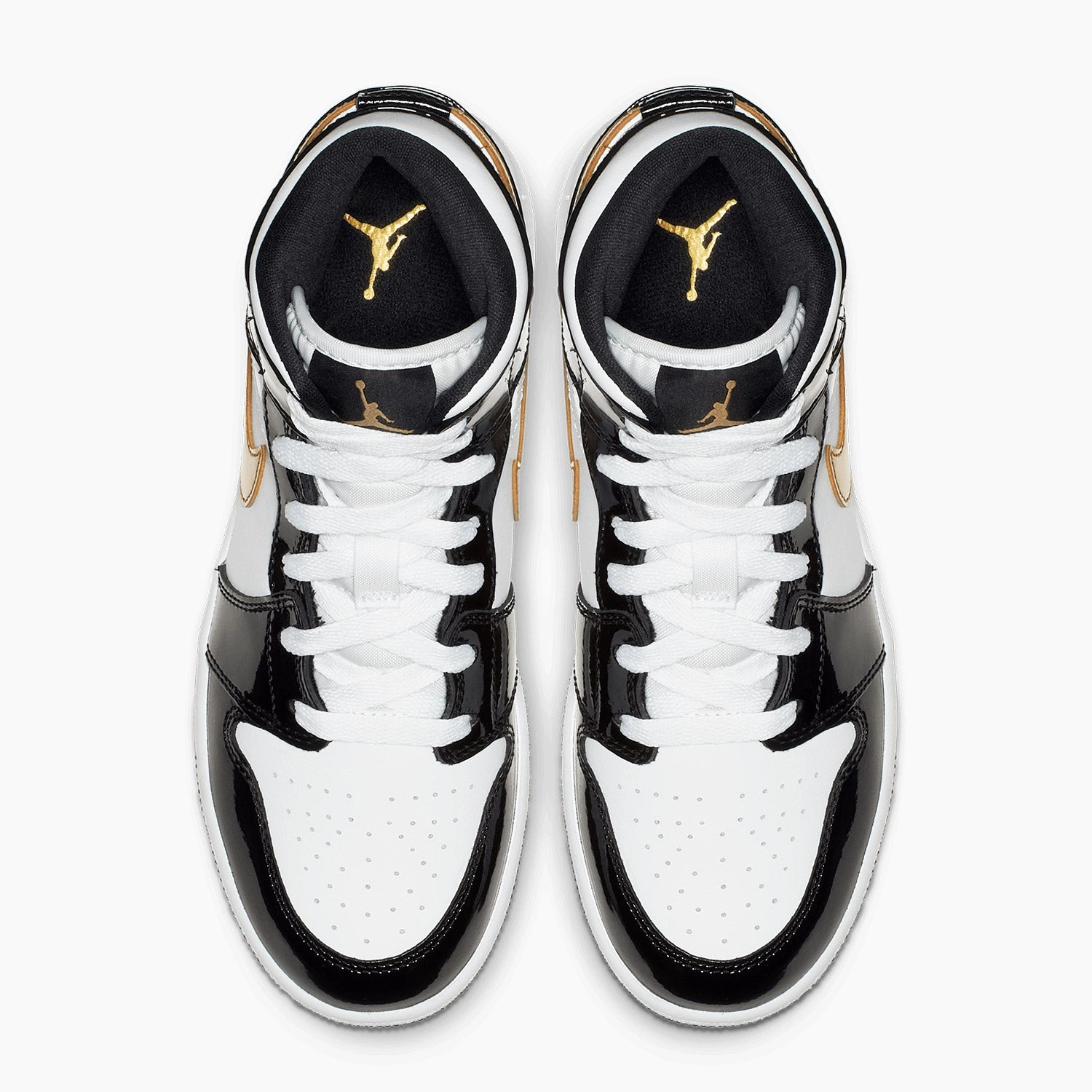 Kid's Air Jordan 1 Mid SE "Black Gold" Grade School Bling Sneakers Wedding