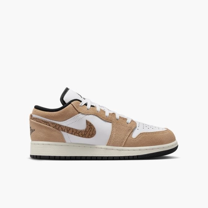 Kid's Air Jordan 1 Low SE "Brown Elephant" Grade School J41 Sneakers
