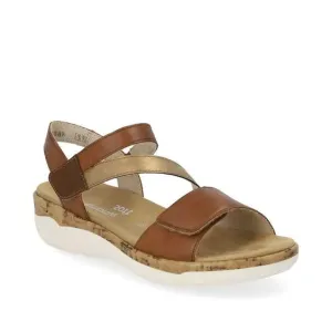 R6860-24 Velcro Z-Strap Brown Multi Wooden Japanese Sandals