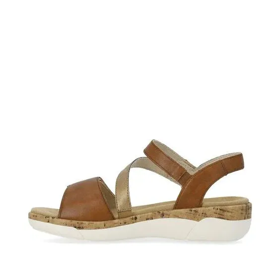 Cute Platform Sandals R6860-24 Velcro Z-Strap Brown Multi