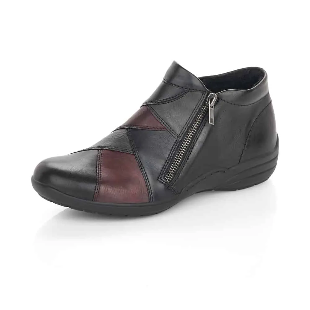 Durable Casual Shoes R7674-02 Black Multi Two-Zip Bootie