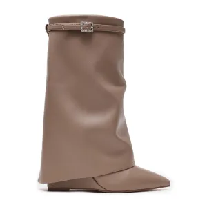 Shocker Boot TAUPE Chunky Heeled Boots