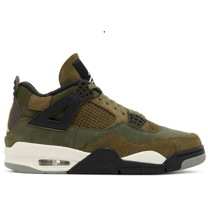 Nike Men's Air Jordan 4 Retro SE Shoes - Olive Green / Vanilla / Khaki / Black / Sail Trail Sneakers