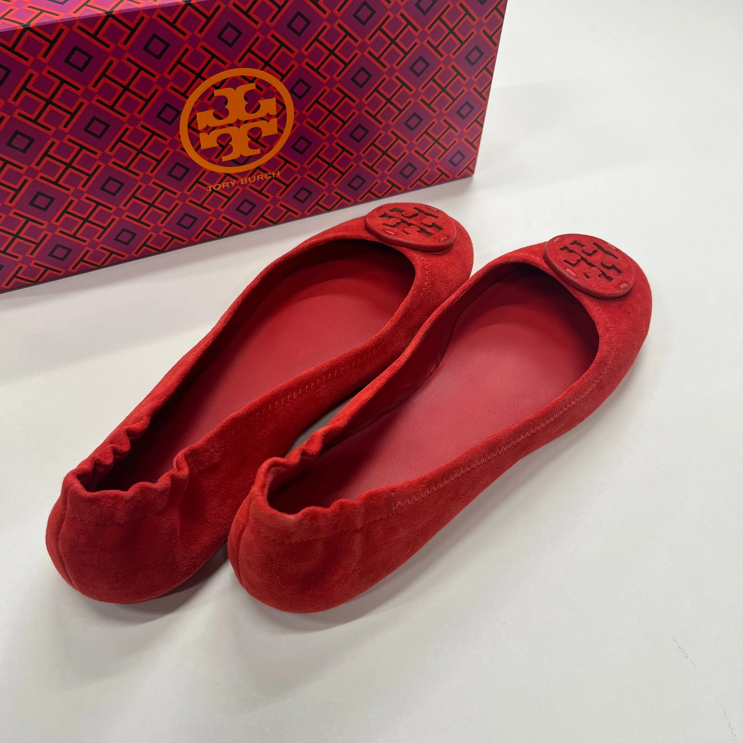 Court Vision Low Casual Red Shoes Flats Ballet Tory Burch, Size 9