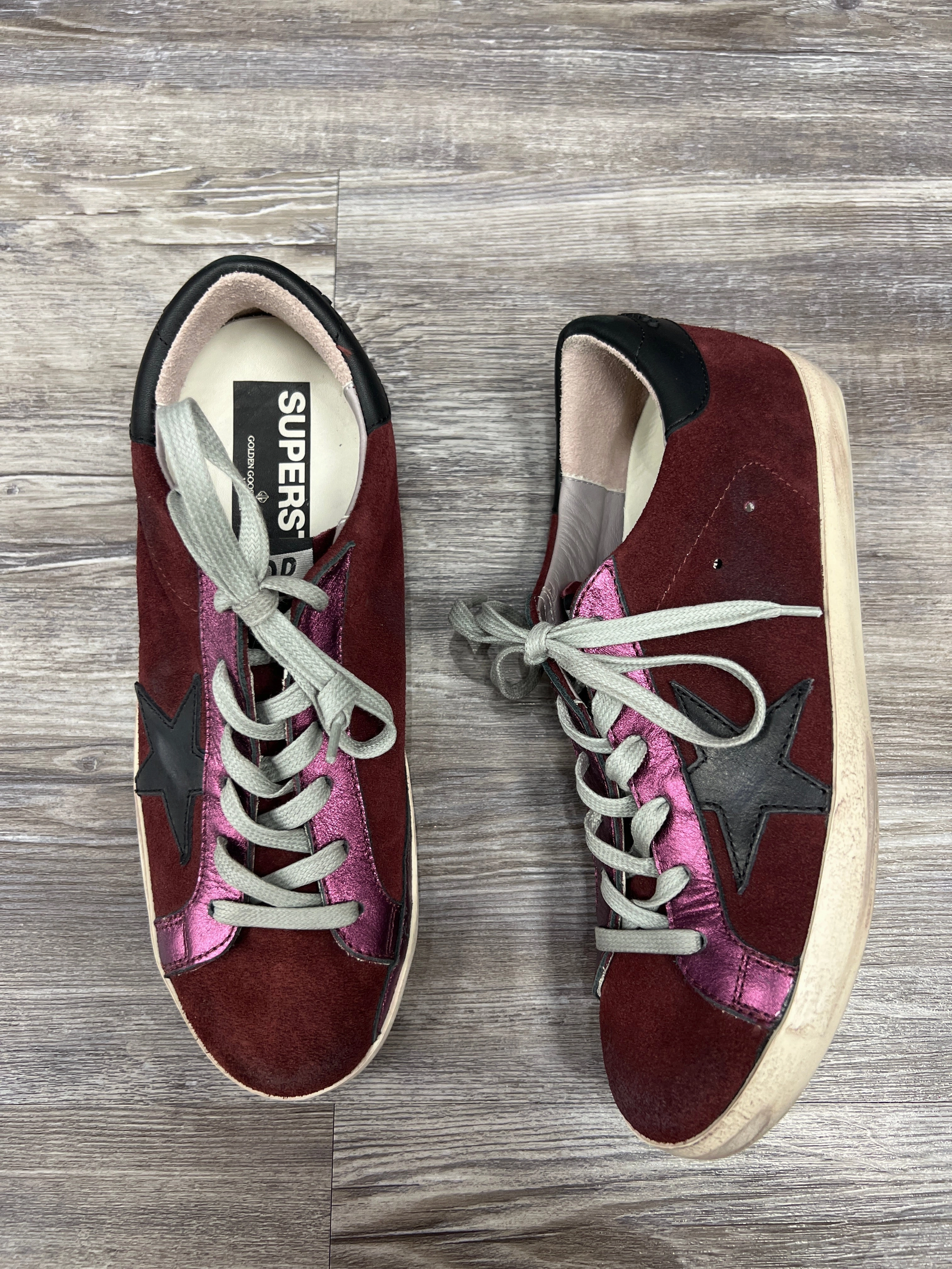 Casual Plastic Shoes Red Shoes Sneakers Golden Goose, Size 8