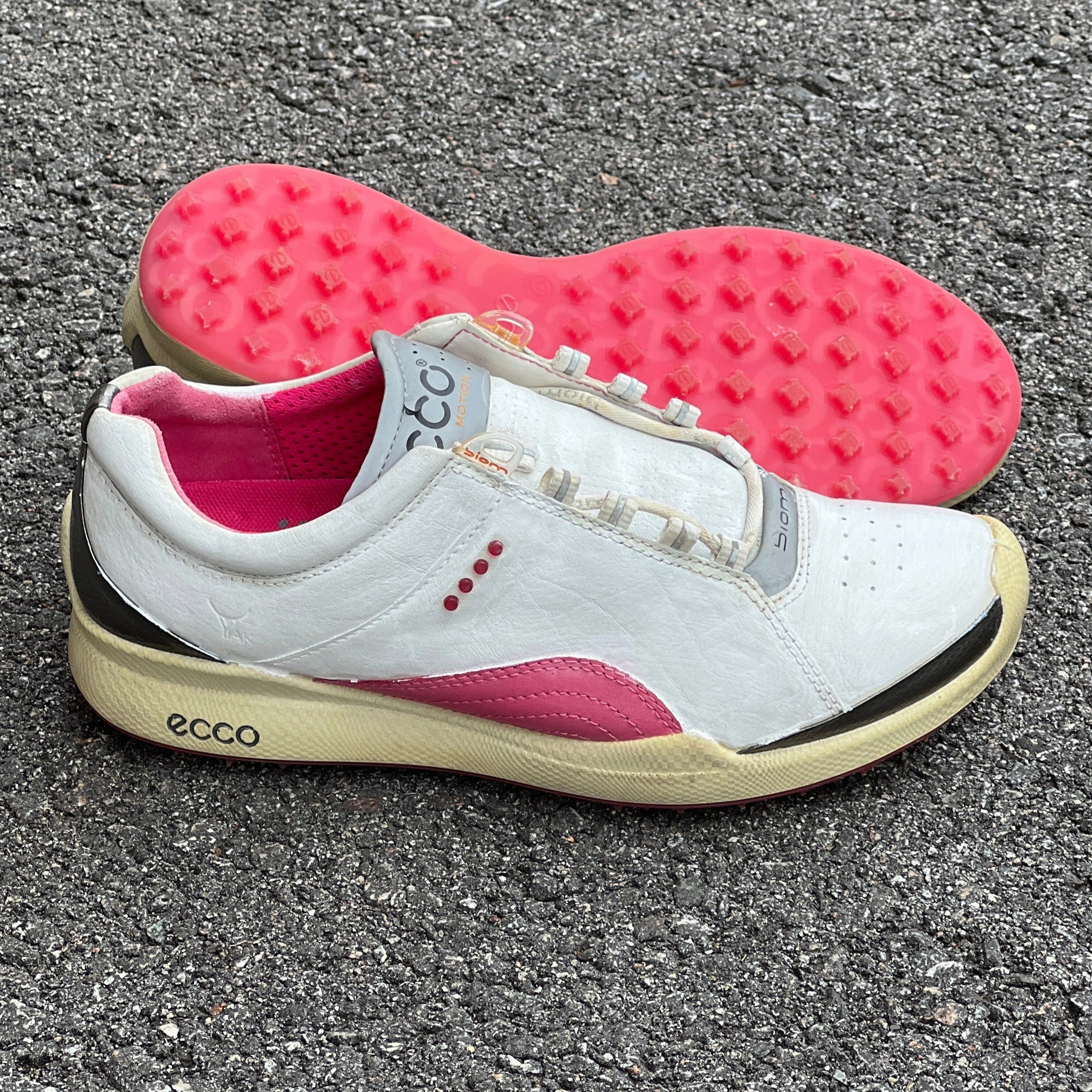 Casual Running Womens Ecco  Biom Spikeless Golf Shoes 36EU -White/Pink- Hydromax Yak Leather