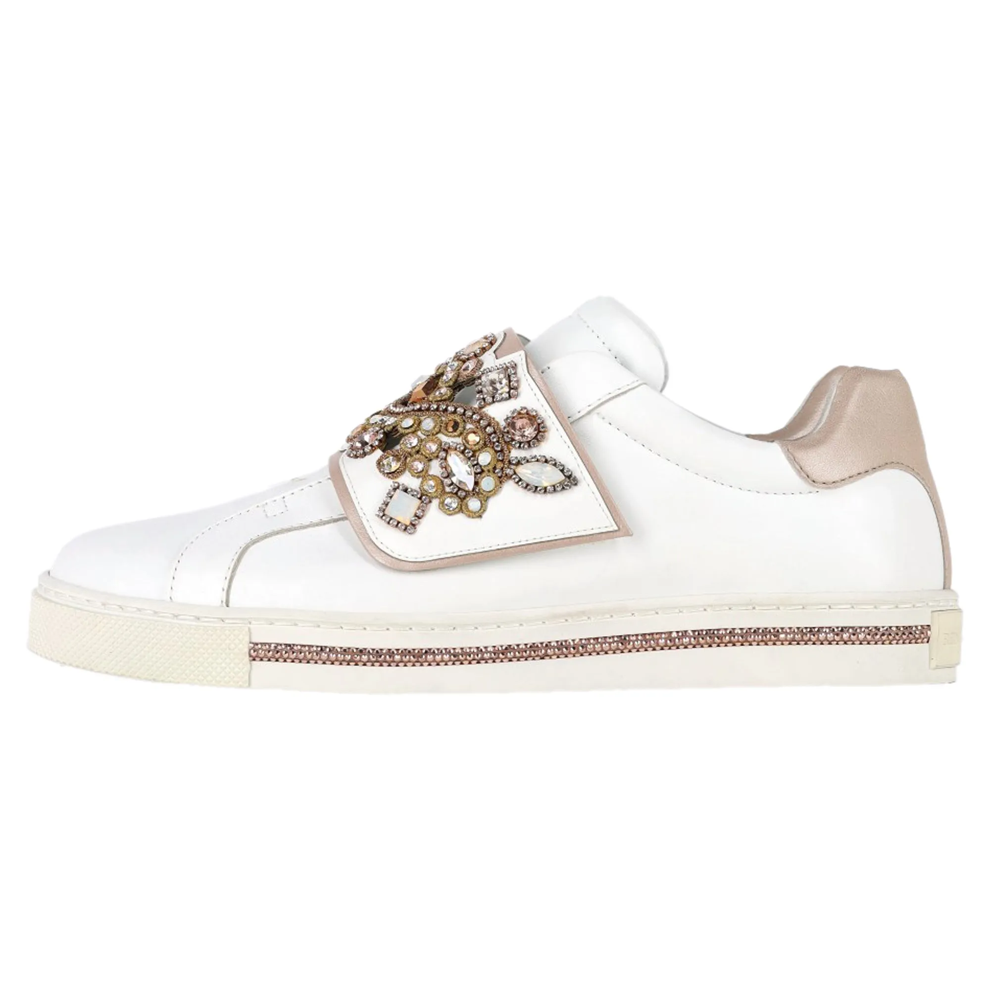Stability Running Sneakers Ren?? Caovilla Jewel-Embellished Sneakers in White Leather