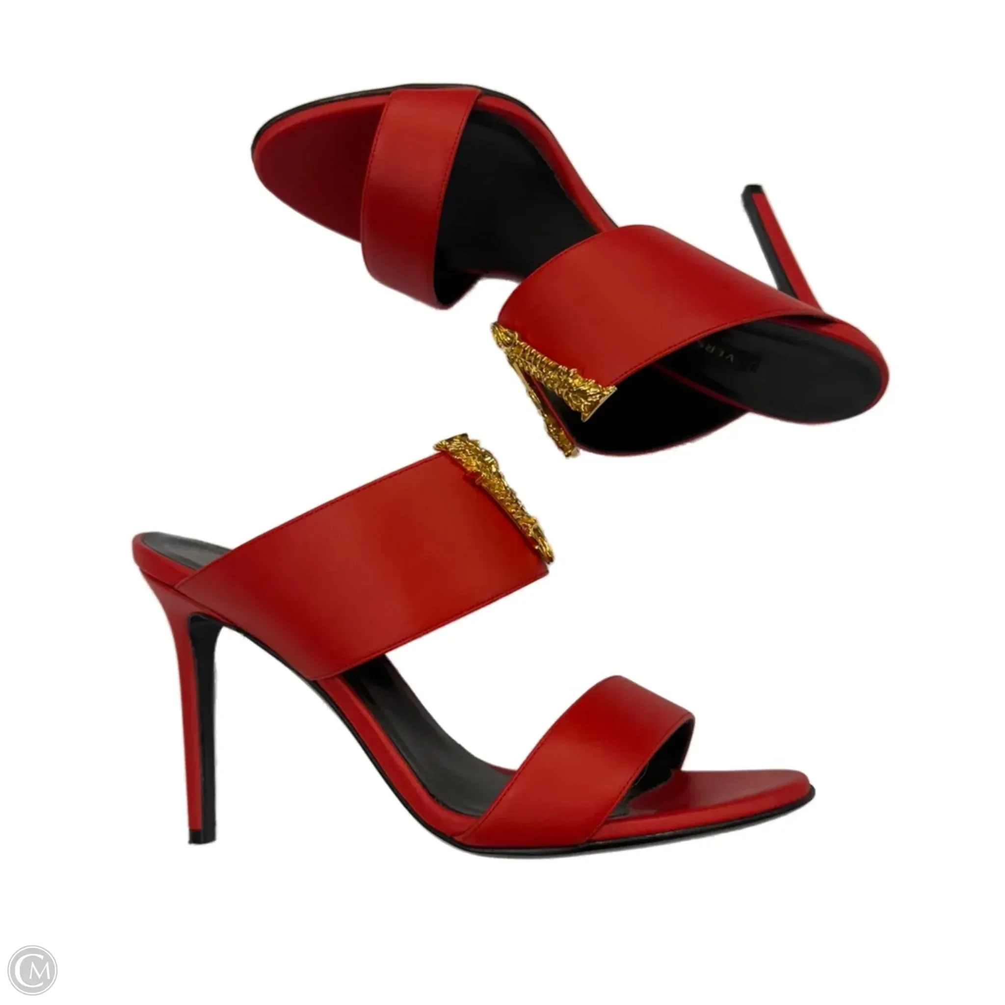 Buffbuck Leather Casual Shoes Shoes Luxury Designer By Versace In Red, Size: 10