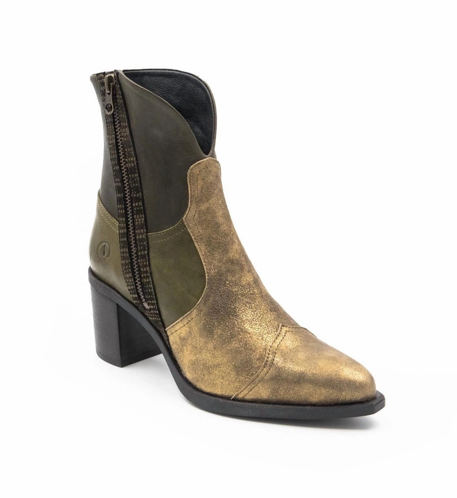 Nnn Bc Boots Twist Combo Heeled Boots In Gold/olive