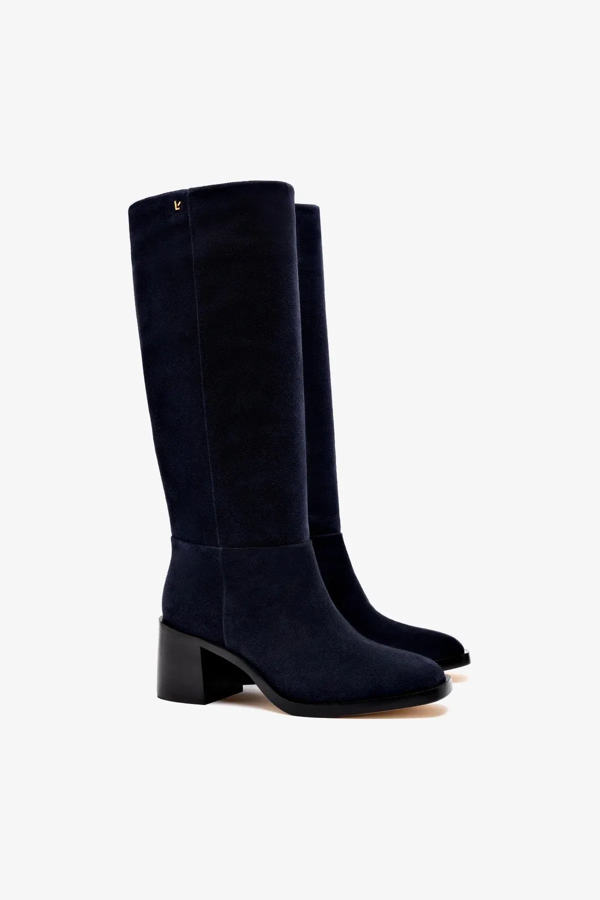 Ricky Boot In Dress Blue Suede High Knee Platform Boots