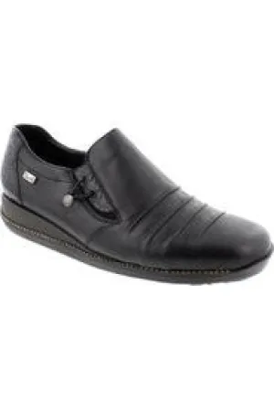 Rieker 44254 00 black ladies slip on shoe waterproof Comfortable Casual Walking Shoes