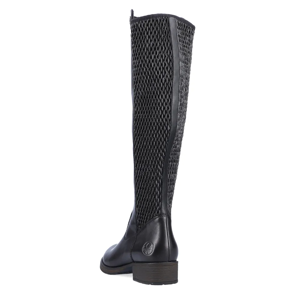 Gold Metallic Boots Rieker Faith 91 Black Stretch Panel Tall Boot (Women's)
