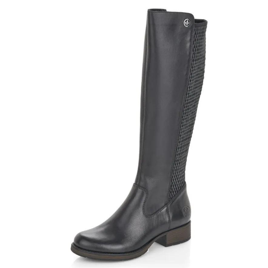 Tony Lama Ostrich Boots Rieker Faith 91 Black Stretch Panel Tall Boot (Women's)