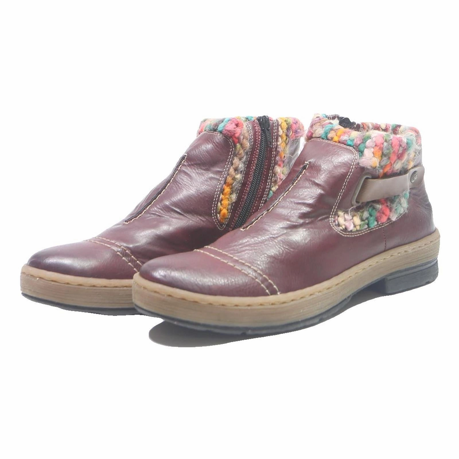 Steve Madden Winter Boots RIEKER Womens Ankle Boots Burgundy Leather UK 7 Comfortable Soft Sole Casual