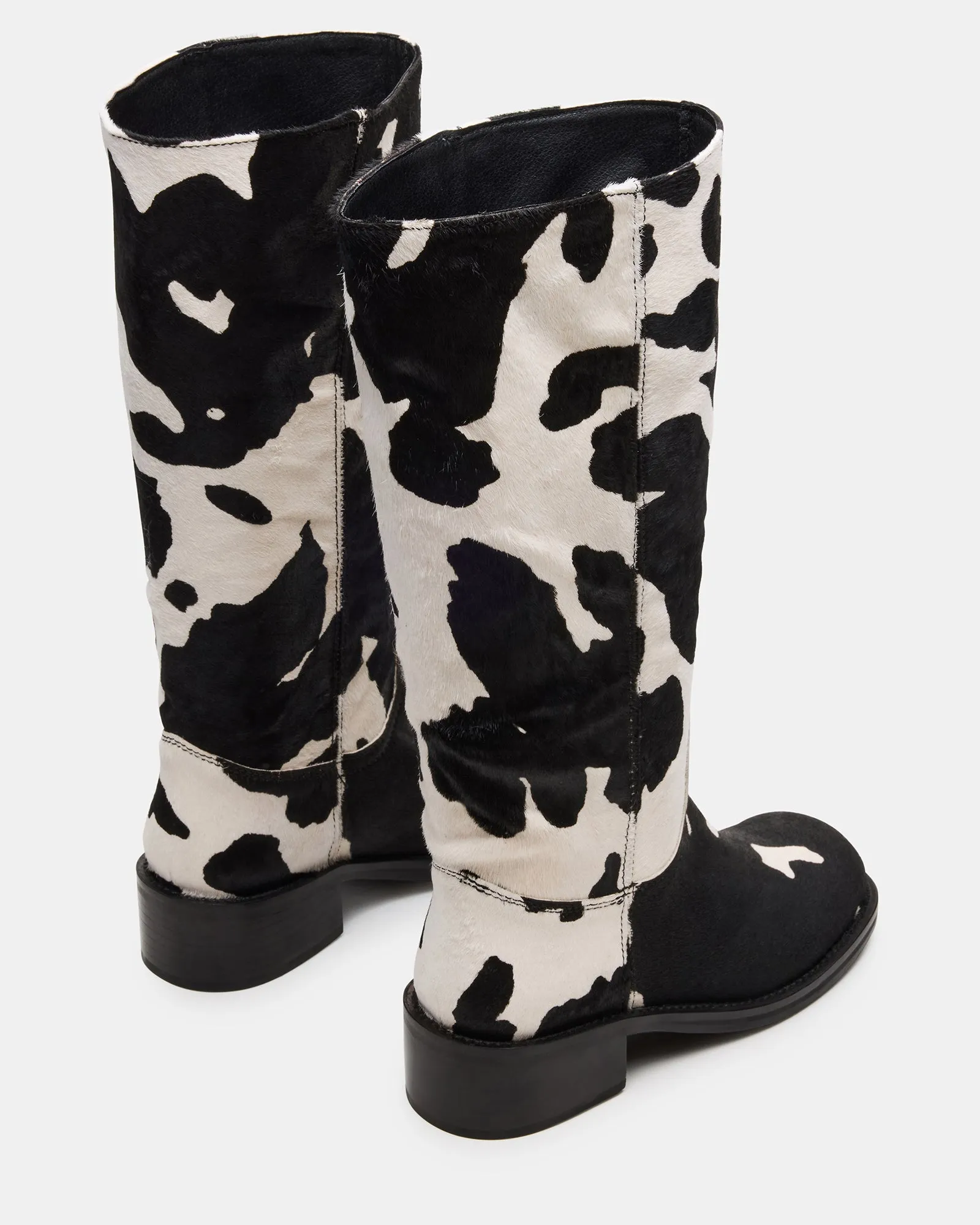 RIGGS BLACK COW PRINT WIDE CALF Frye Harness Boots
