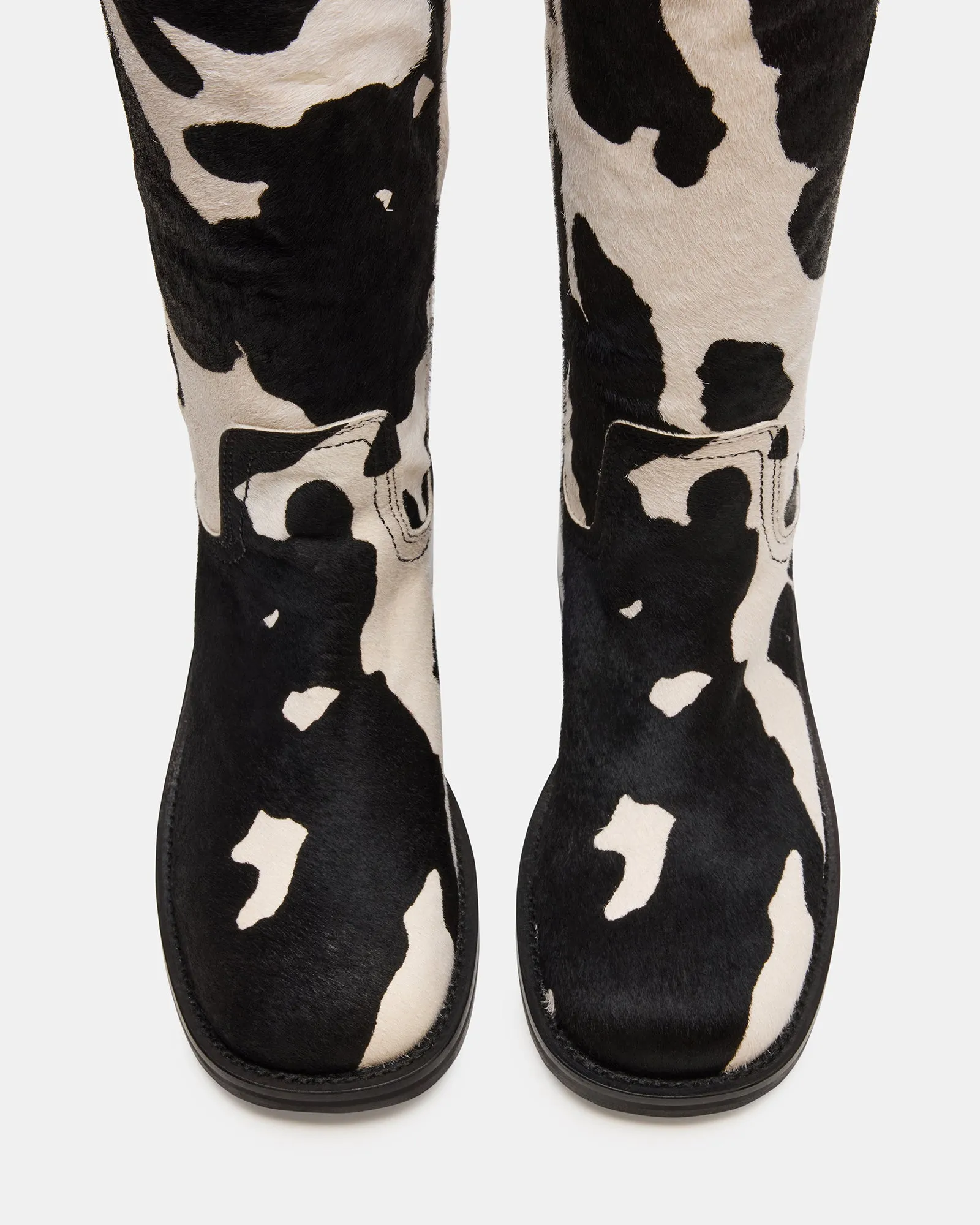 RIGGS BLACK COW PRINT WIDE CALF Boots Of Elvenkind 5e