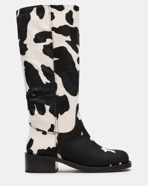 Venttek Boots RIGGS BLACK COW PRINT WIDE CALF
