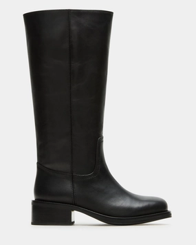 Grey Dress Boots RIGGS BLACK LEATHER WIDE CALF