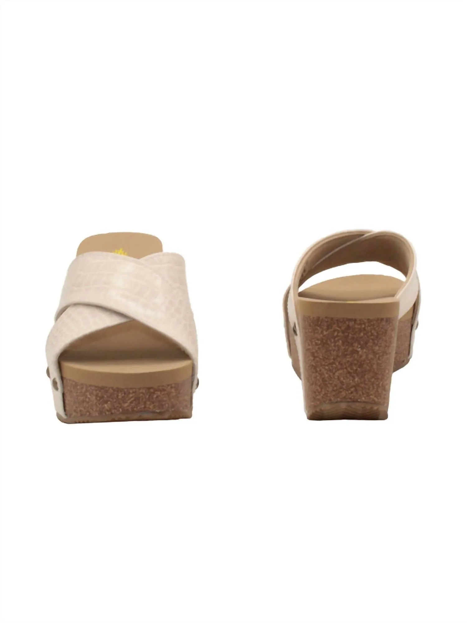 Riverside Wedge Sandals In Beige Croco Strappy Wedge Heel Sandals