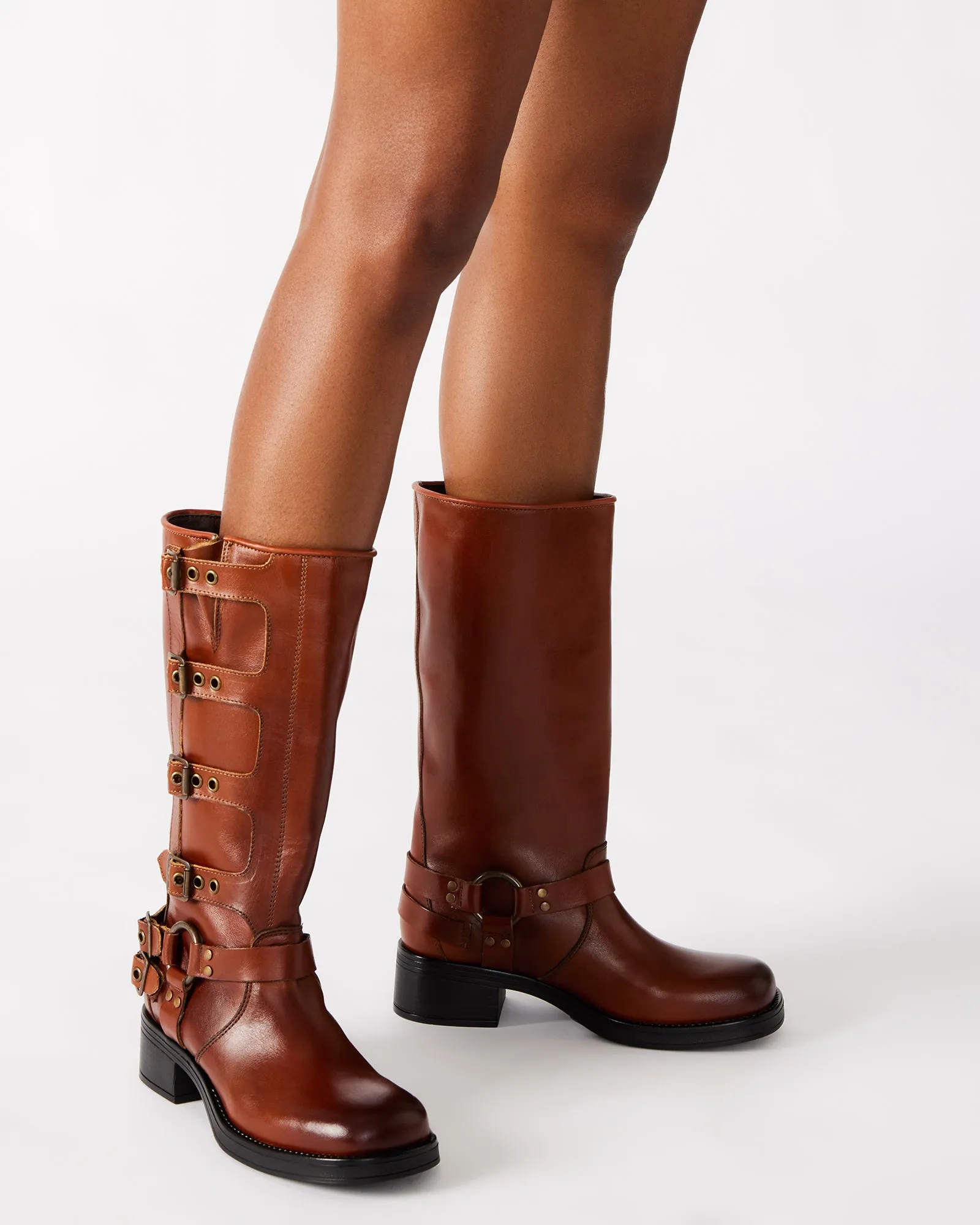 Combat Boots Heels ROCKY COGNAC LEATHER