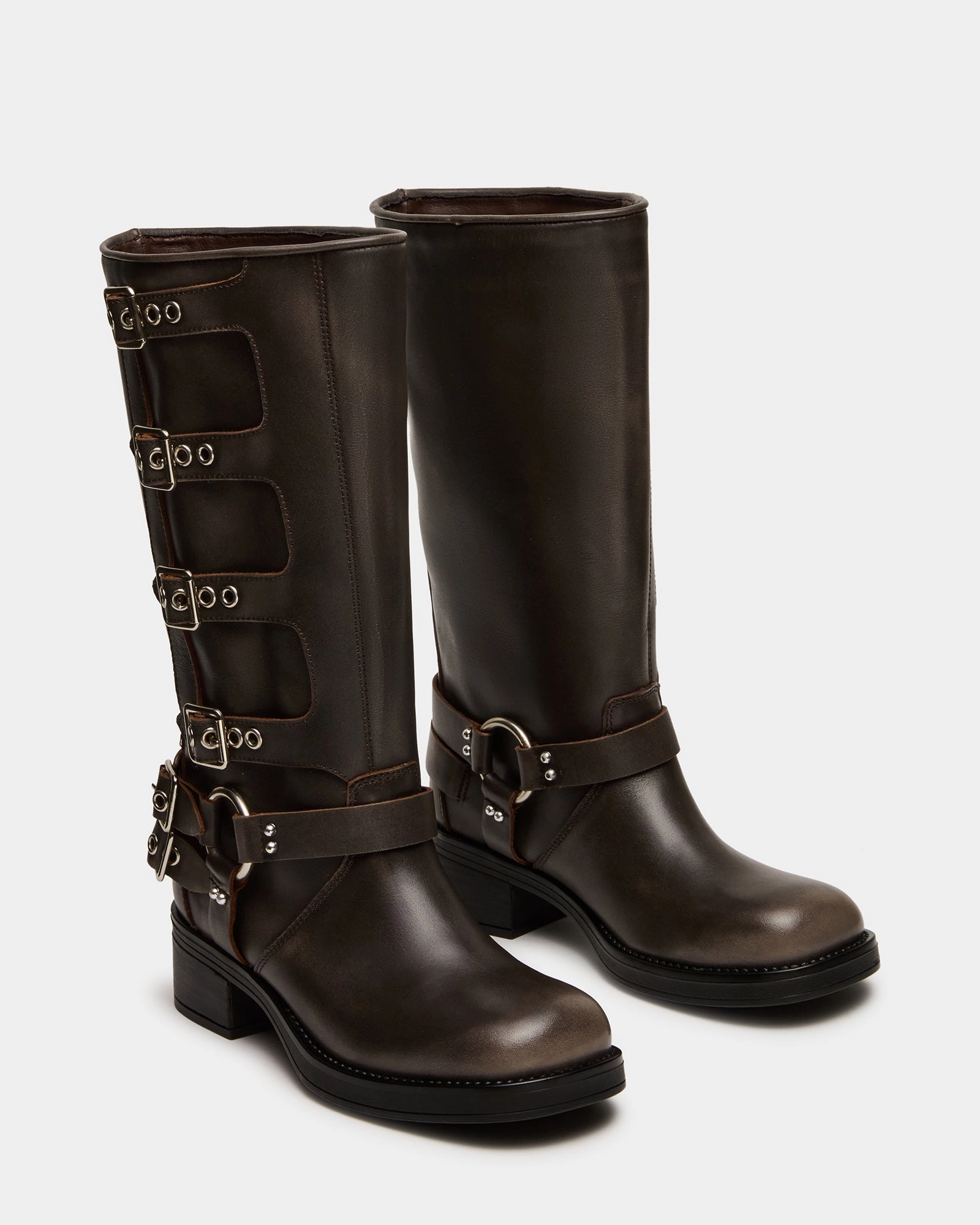 Female Rain Boots ROCKY BROWN DISTRESSED WIDE CALF