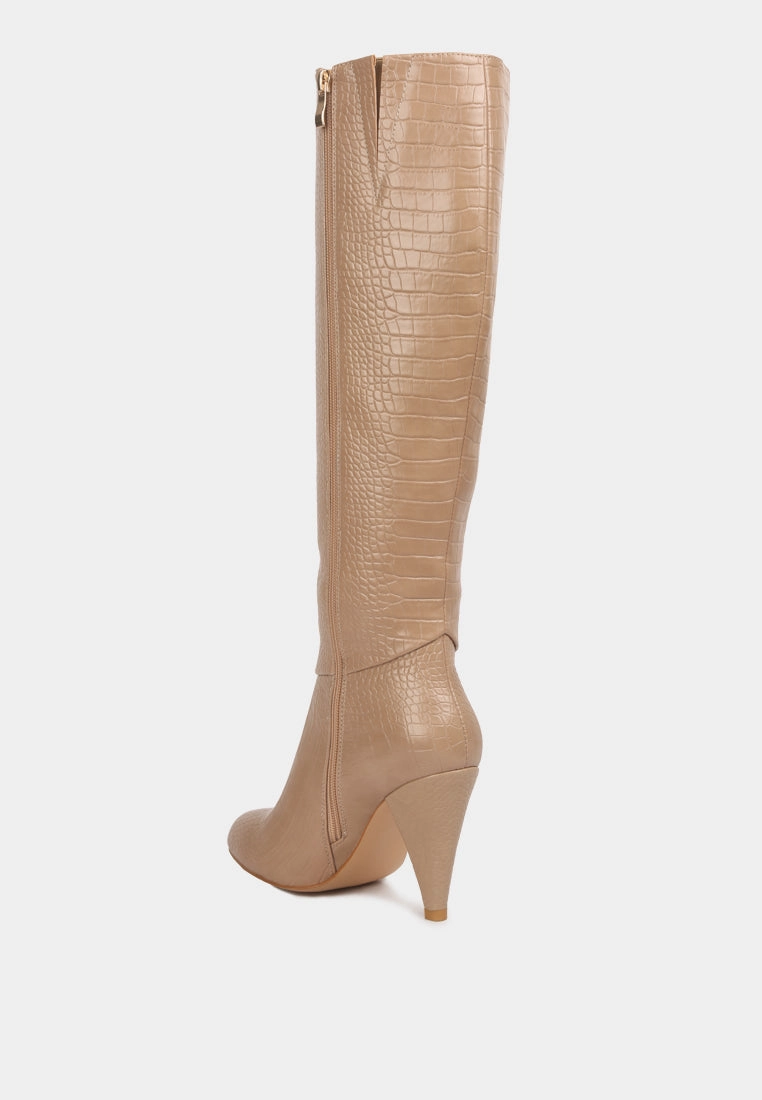 Hari Mari Boots rum rolls calf croc boots