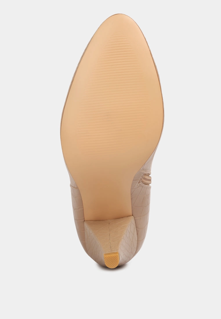 Ankle Rubber Boots rum rolls calf croc boots